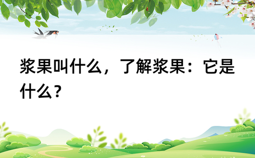 浆果叫什么，了解浆果：它是什么？